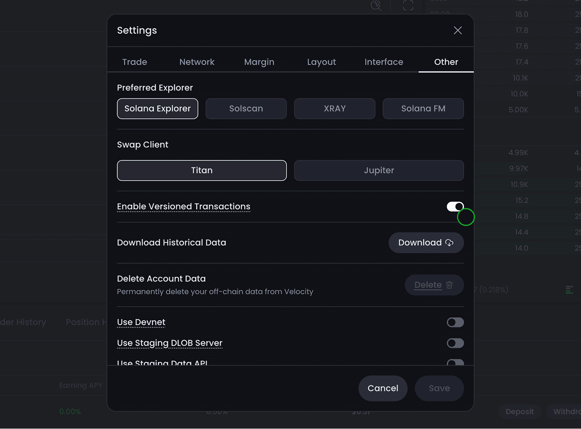 Versioned Transaction Settings